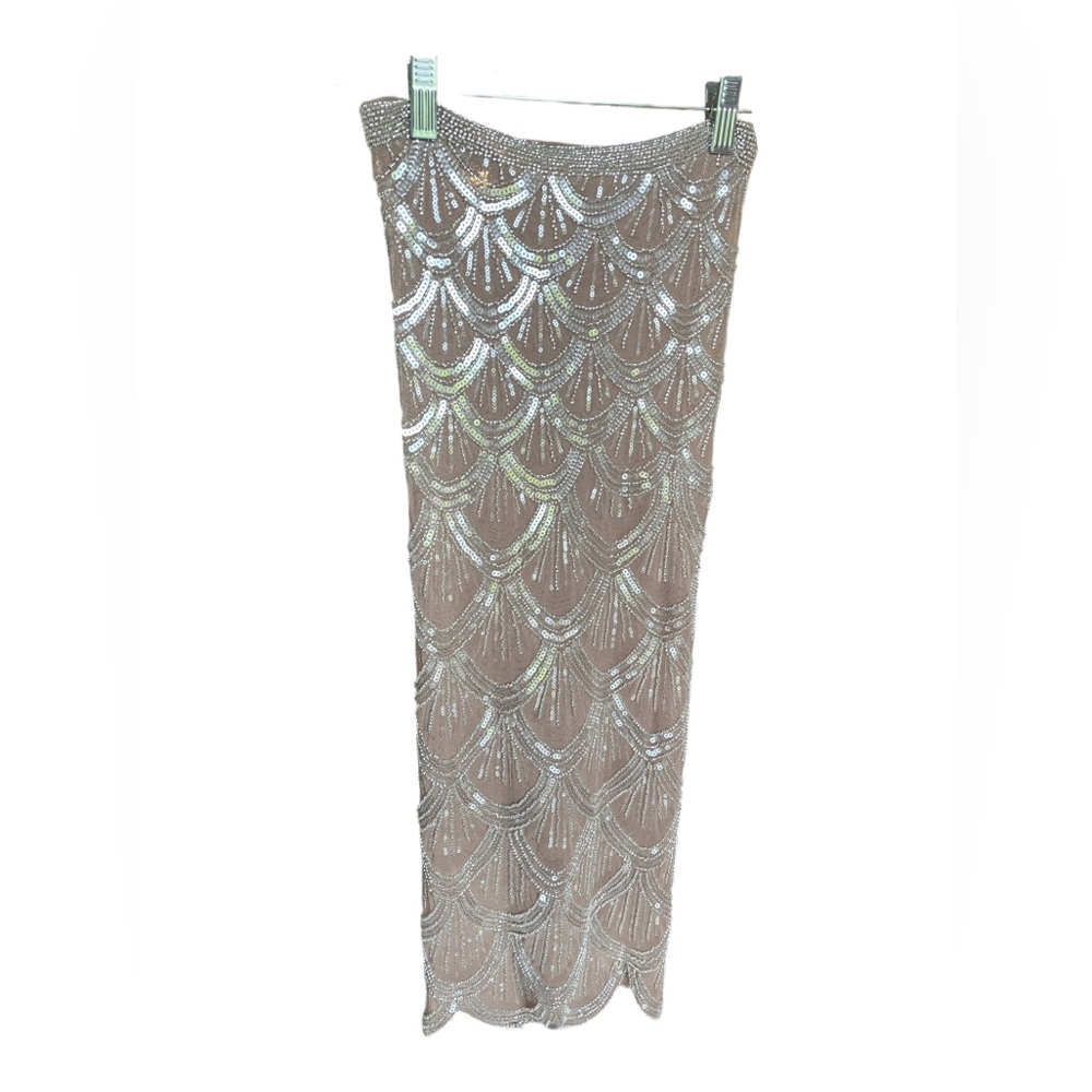 Silver Sequin Strapless Mini Dress